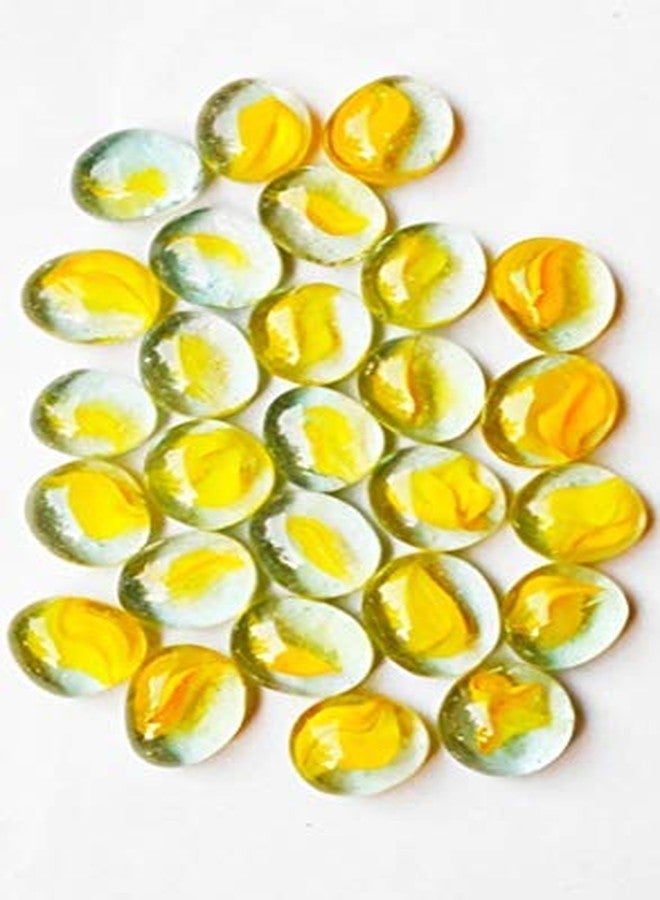 Parakh Lime Shaded Flat Round Marbles Aquarium Pebbles for Vase Fillers, Glass Gems Stone, Table Scatter, Landscaping, Aquarium Fish Tank, Party Decoration, Crystal Rocks (60 Pcs) - Image 4